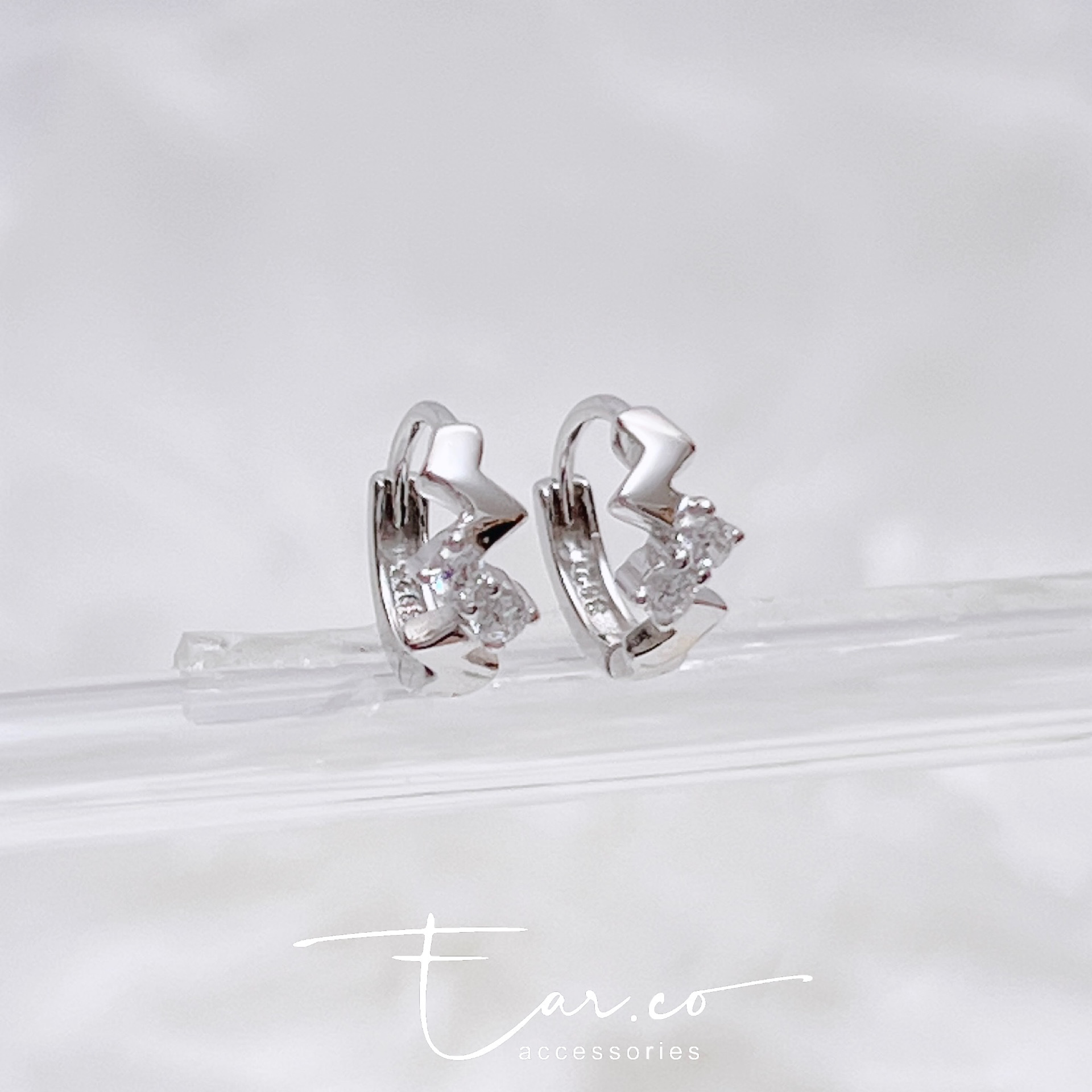 閃石幾何純銀小耳圈 [睡覺不用脫! ] #A1065