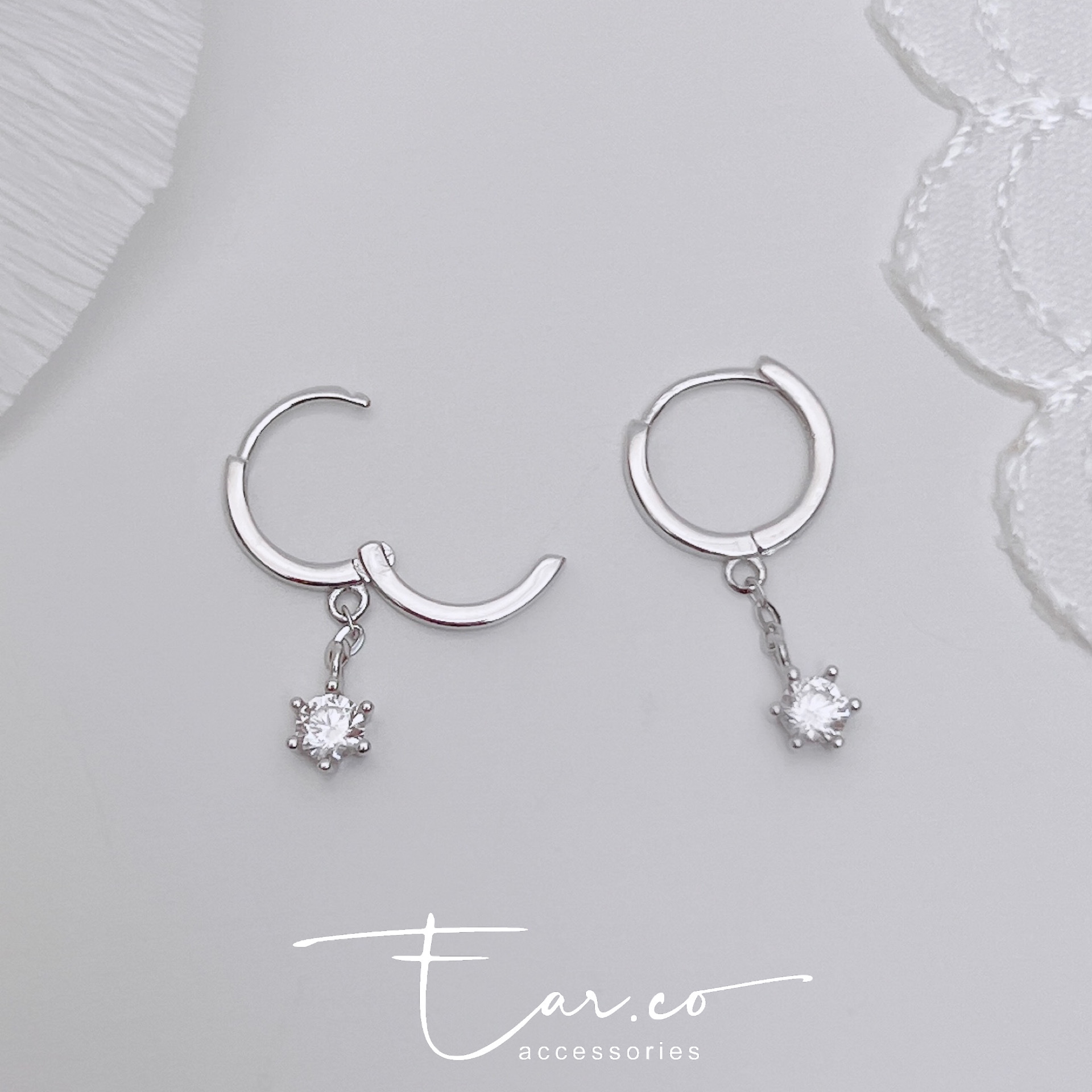 簡單垂釣六爪閃石純銀小耳圈 [睡覺不用脫! ] #A1066