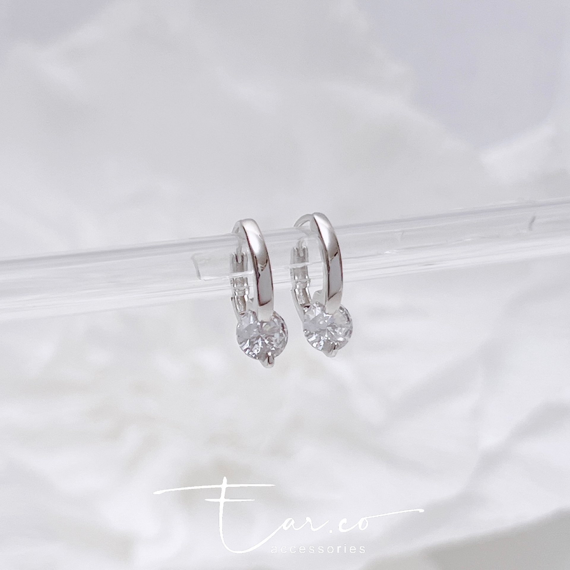 簡約氣質閃石純銀小耳圈 [睡覺不用脫! ] #A1068