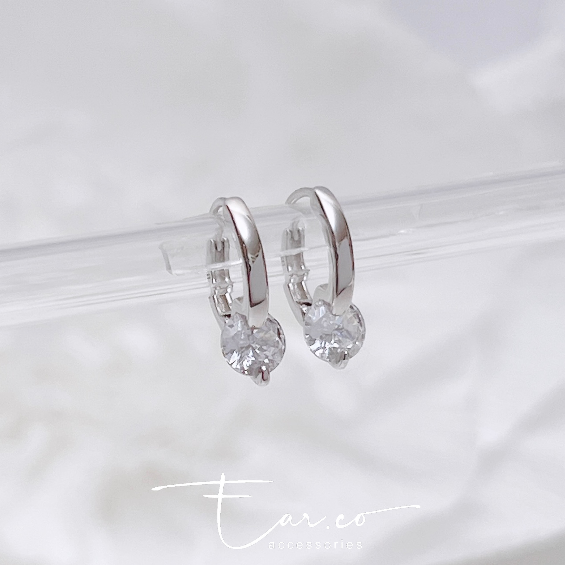 簡約氣質閃石純銀小耳圈 [睡覺不用脫! ] #A1068