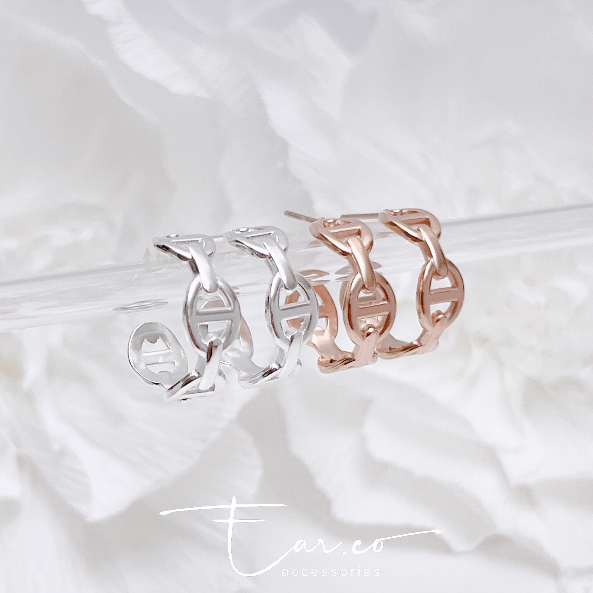 豬鼻圖案C形圈耳環 #A1069