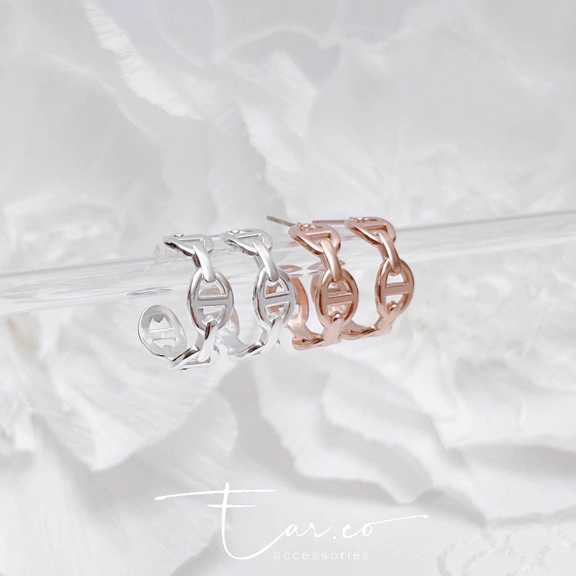 豬鼻圖案C形圈耳環 #A1069