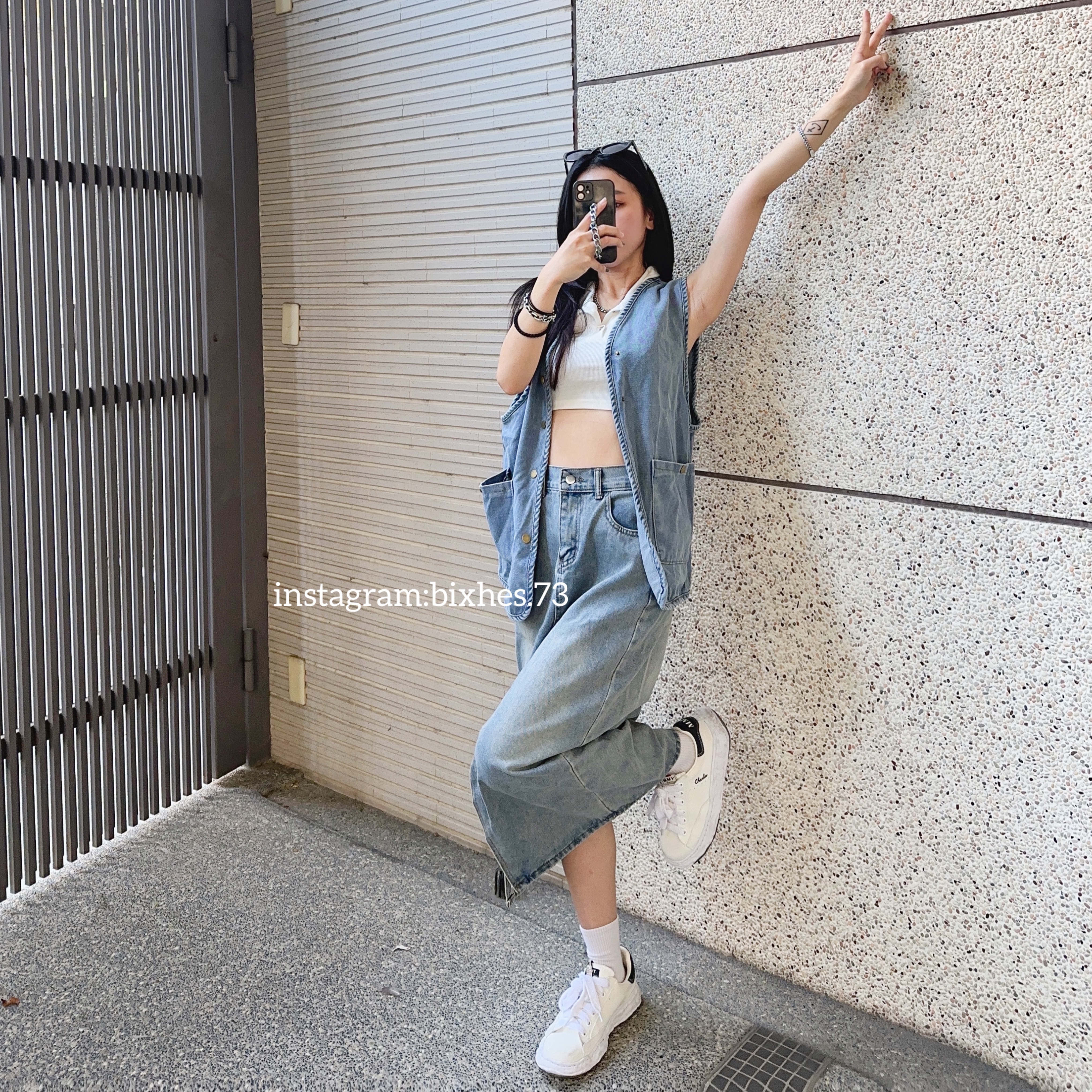 無領牛仔馬甲背心(C00026)