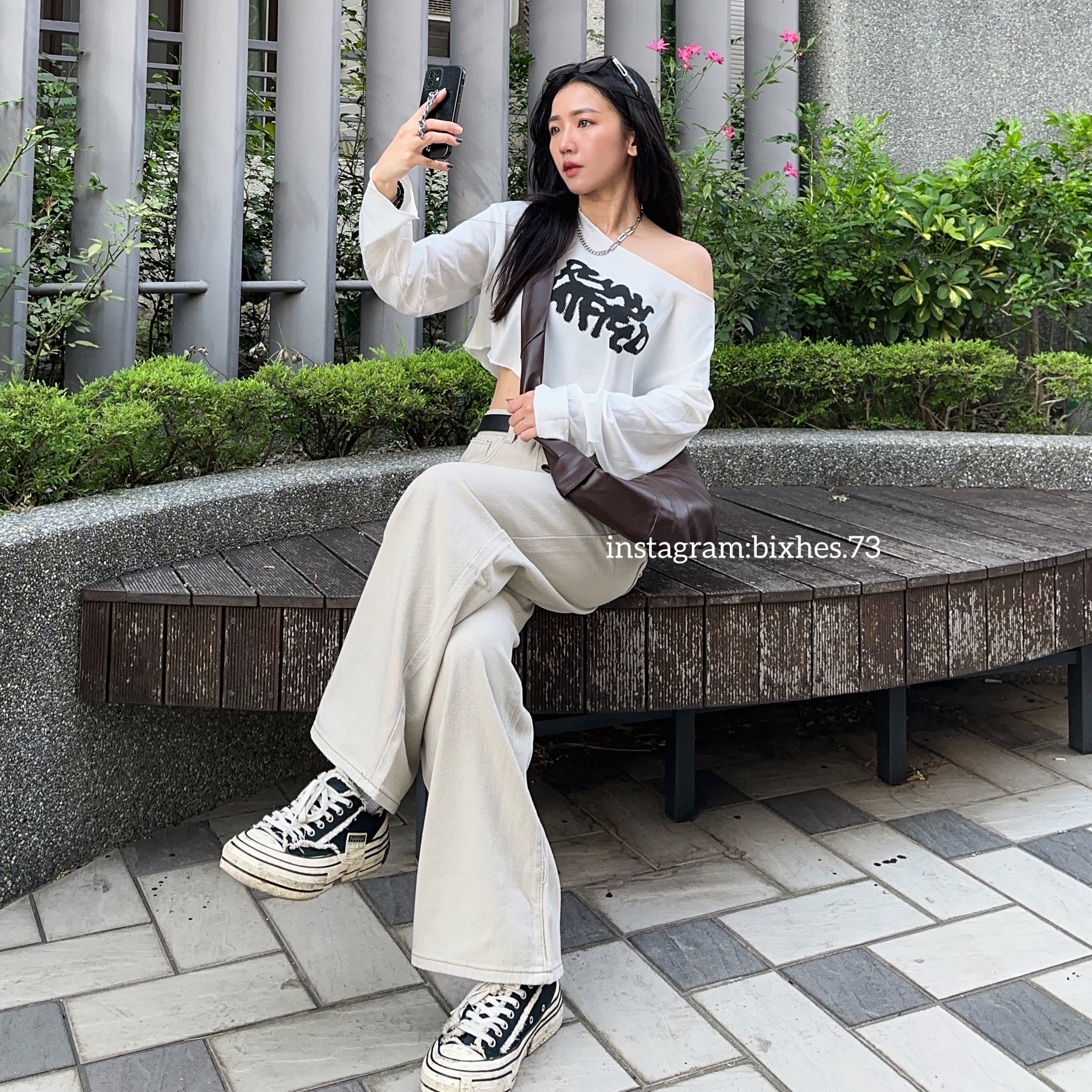 斜肩大字防曬薄長T(B00085)