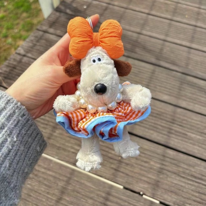 《50856》珠珠項鍊格子裙裙蝴蝶結阿高鑰匙圈