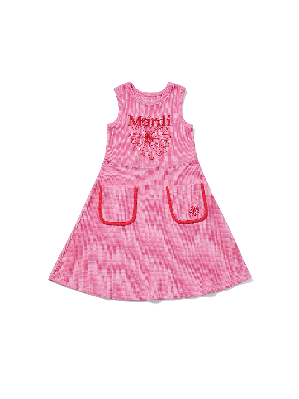 Mardi Mercredi KIDS WAFFLE DRESS FLOWERMARDI_PINK PINK
