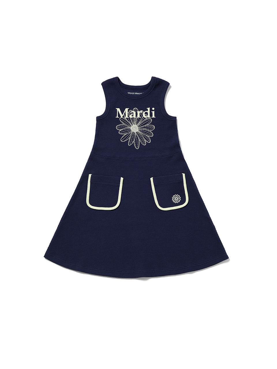 Mardi Mercredi KIDS WAFFLE DRESS FLOWERMARDI_NAVY CREAM