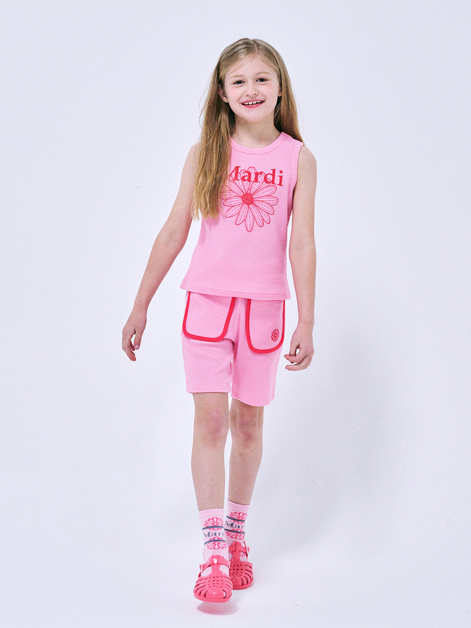 Mardi Mercredi KIDS SETUP WAFFLE AND WAFFLE BERMUDA_PINK PINK