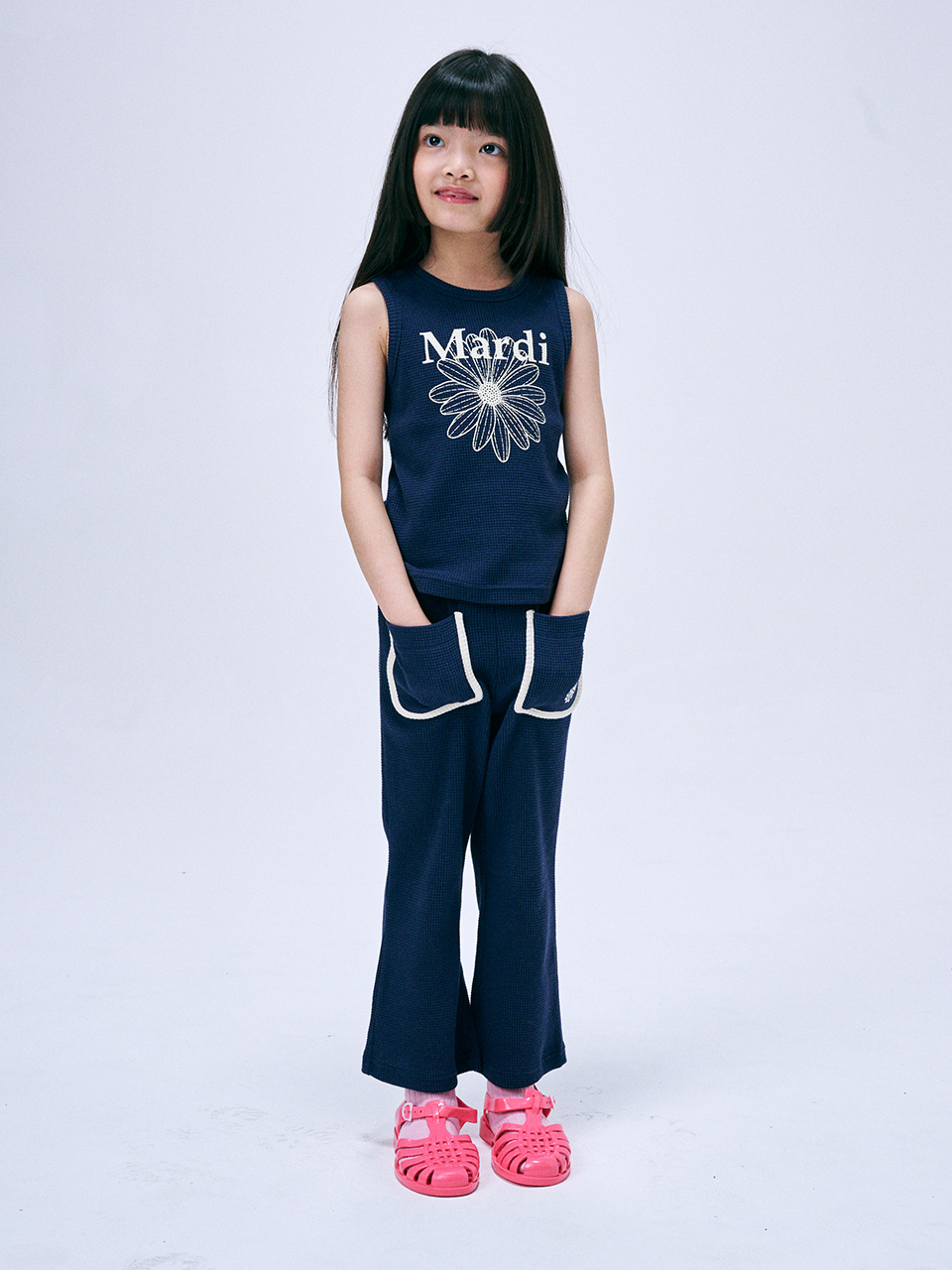 Mardi Mercredi KIDS WAFFLE FLARE PANTS_NAVY CREAM