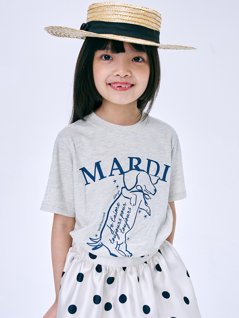 Mardi Mercredi KIDS TSHIRT SWING THE TAIL DDANJI_OATMEAL BLUE