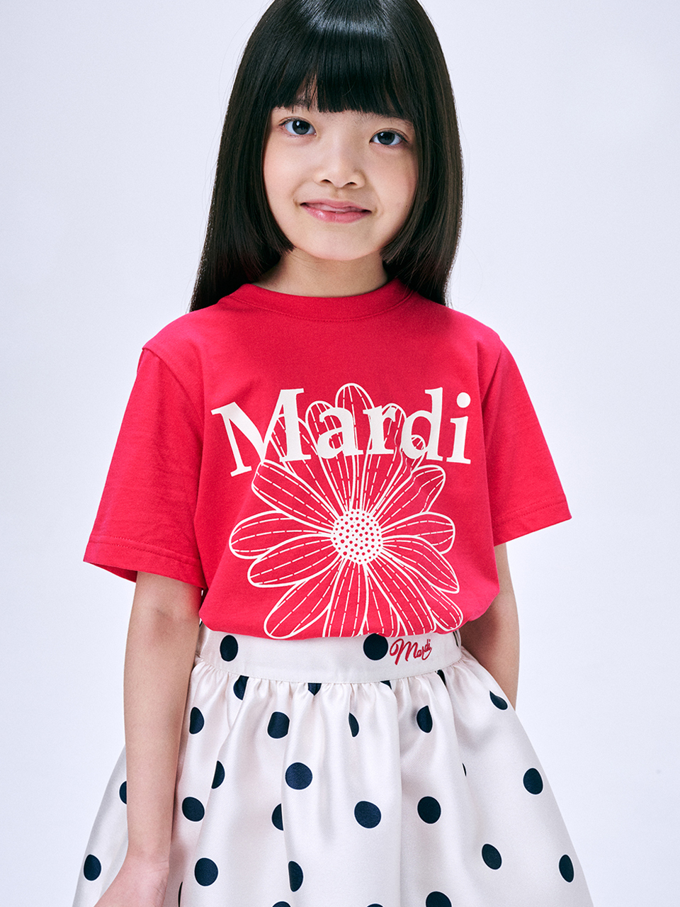 Mardi Mercredi KIDS TSHIRT FLOWERMARDI_RED IVORY