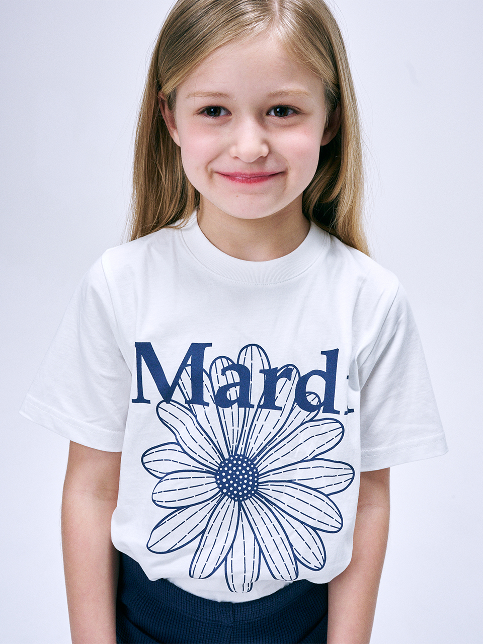 Mardi Mercredi KIDS TSHIRT FLOWERMARDI_IVORY NAVY