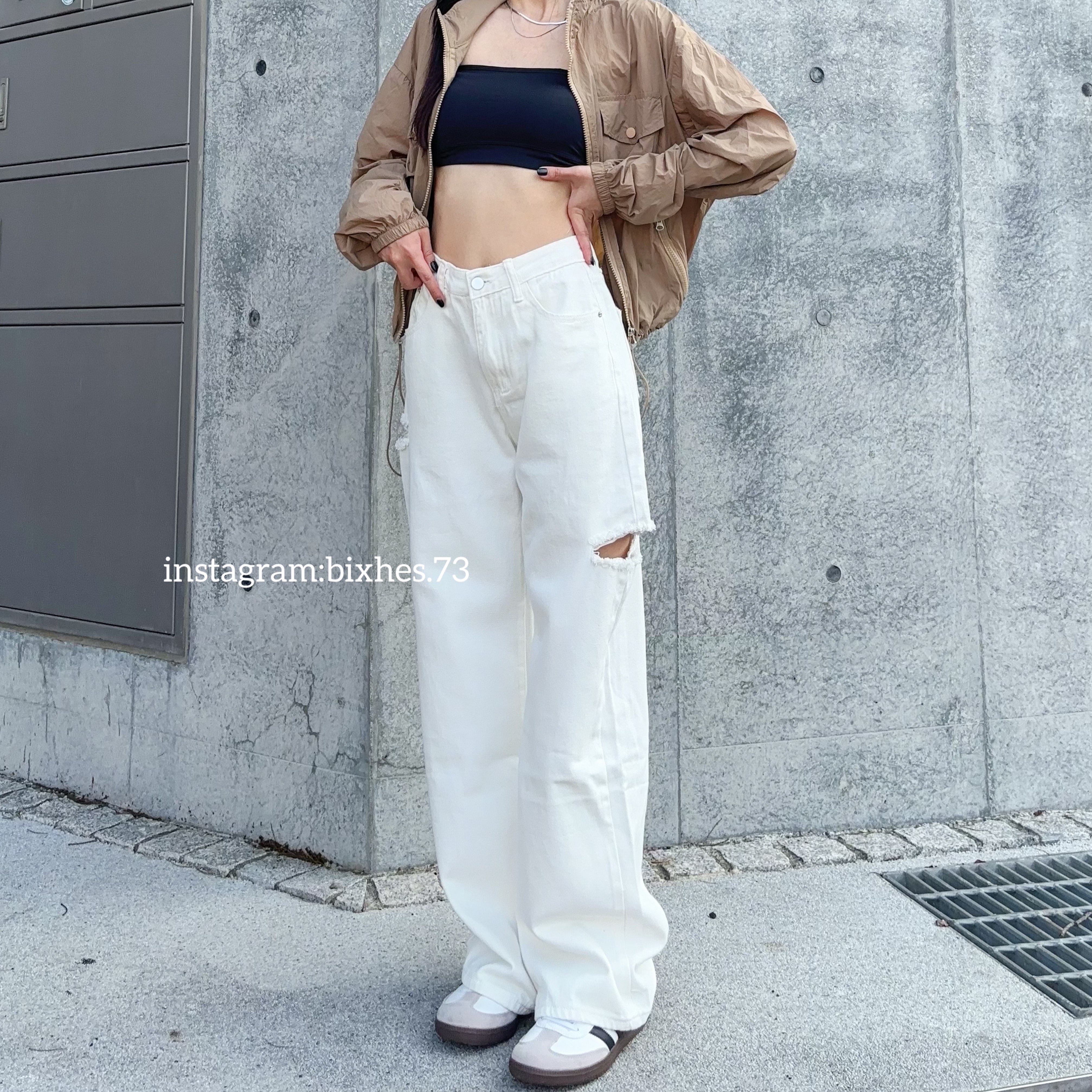 側雙刀割牛仔長褲(E00084)