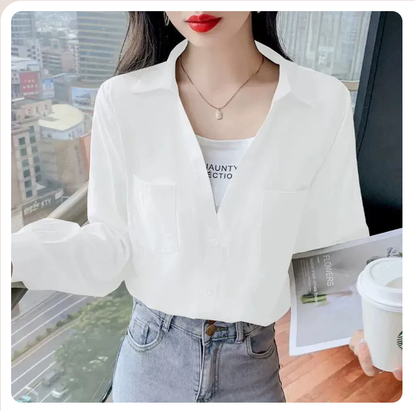 Fake two long-sleeved shirts (white size: S-3XL) (please contact customer service to confirm the shipping size after placing an order)