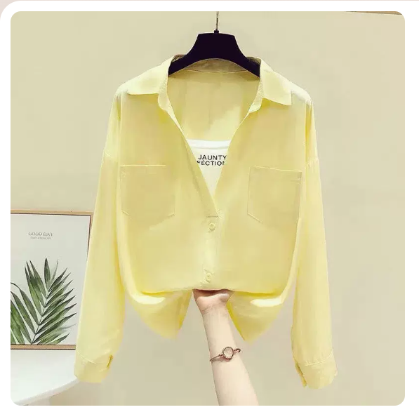 Fake two long-sleeved shirts (yellow size: S-3XL) (please contact customer service to confirm the shipping size after placing an order)