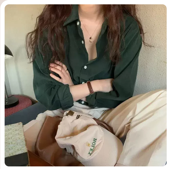 Long Sleeve Shirt (Dark Green Size: S-3XL) (Please contact customer service to confirm the shipping size after placing an order)