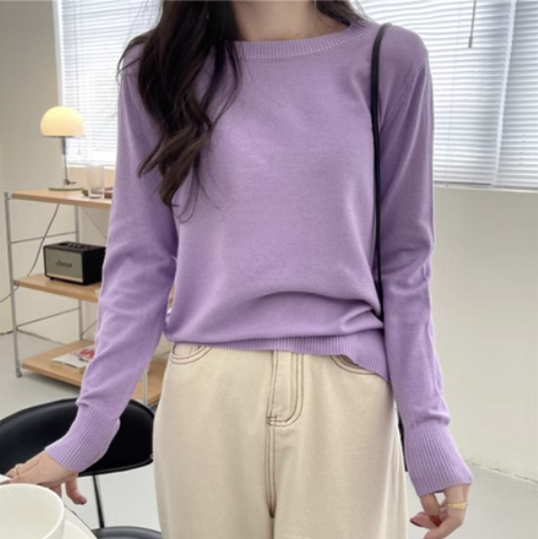 Knitwear women's underwear with long sleeves loose and thin (purple) ( Size: one size)#