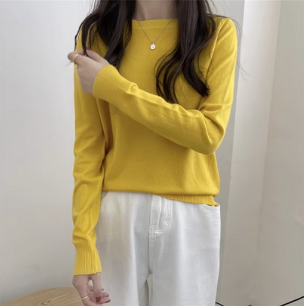 Knitwear Women's Underwear Long Sleeve Loose Slim Gentle Wind (Yellow) (Size: One Size)