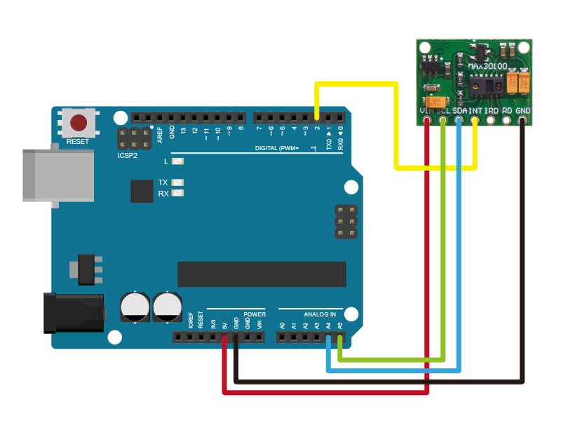 血氧心率感測器模組,接線圖