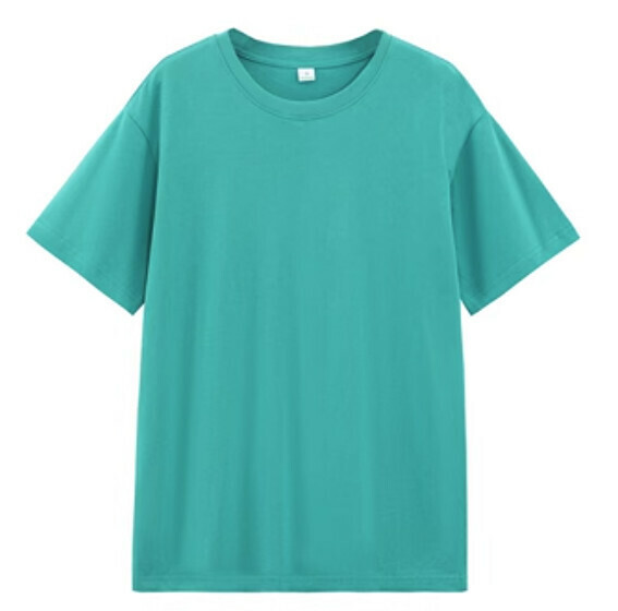 Short-sleeved solid color T-shirt (blue-green [heavy 260g] S-4XL contact customer service to confirm the shipping size after placing an order)