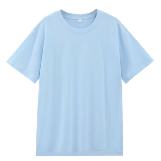 Short sleeve solid color T-shirt (Sky Blue [Heavy 260g] S-4XL contact customer service to confirm the shipping size after placing an order)
