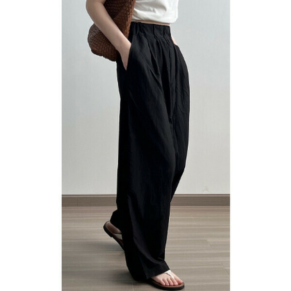 Cotton brocade quick-drying wide-leg pants [black] [M-L size] [contact customer service to confirm size after placing an order]