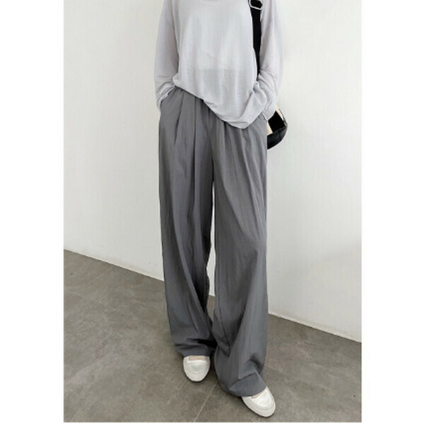 Cotton brocade quick-drying wide-leg pants [gray] [M-L size] [Contact customer service to confirm size after placing an order]
