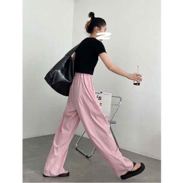 Cotton brocade quick-drying wide-leg pants [pink] [M-L size] [Contact customer service to confirm size after placing an order]