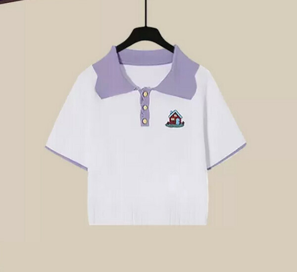 Fashionable age-reducing polo collar short sleeve women's clothing #Single piece (white) (M-4XL size) (Contact customer service to confirm size after placing an order) 