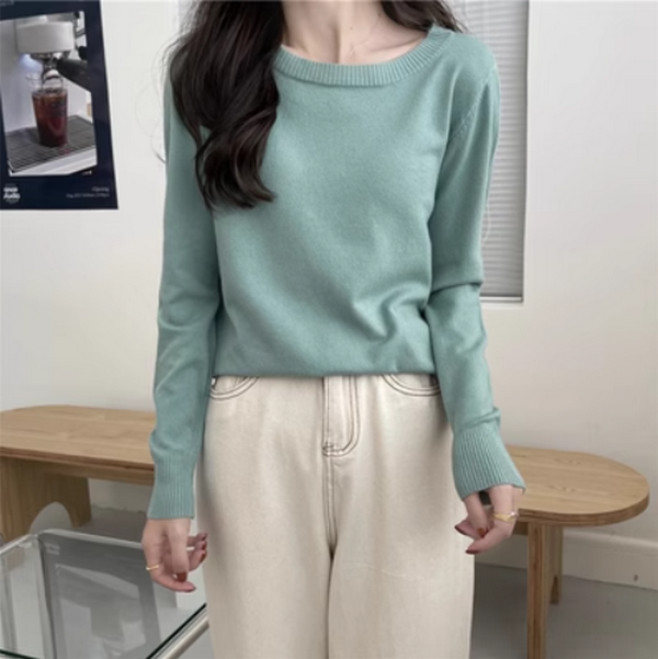 Knitwear women's underwear with long sleeves loose and thin gentle wind (mint green) ( size: one size)