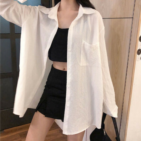 Thin Shirt Jacket Women's Summer Sunscreen Shirt Lining (White) [Size: M-XL] [Contact customer service to confirm the shipping size after placing the order]