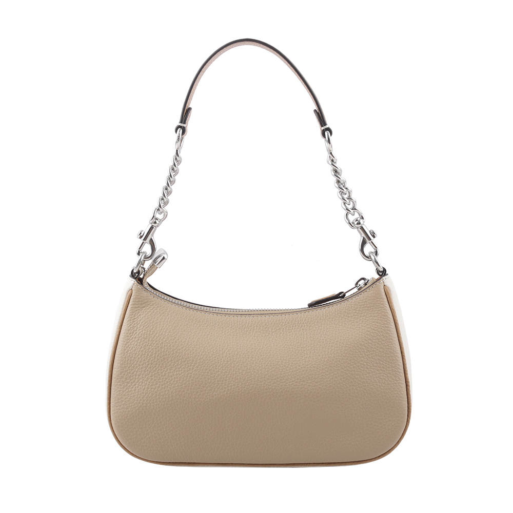 【COACH】Teri 銀字荔枝皮革撞色二用包(白色/沙色) CA173 SVVFQ