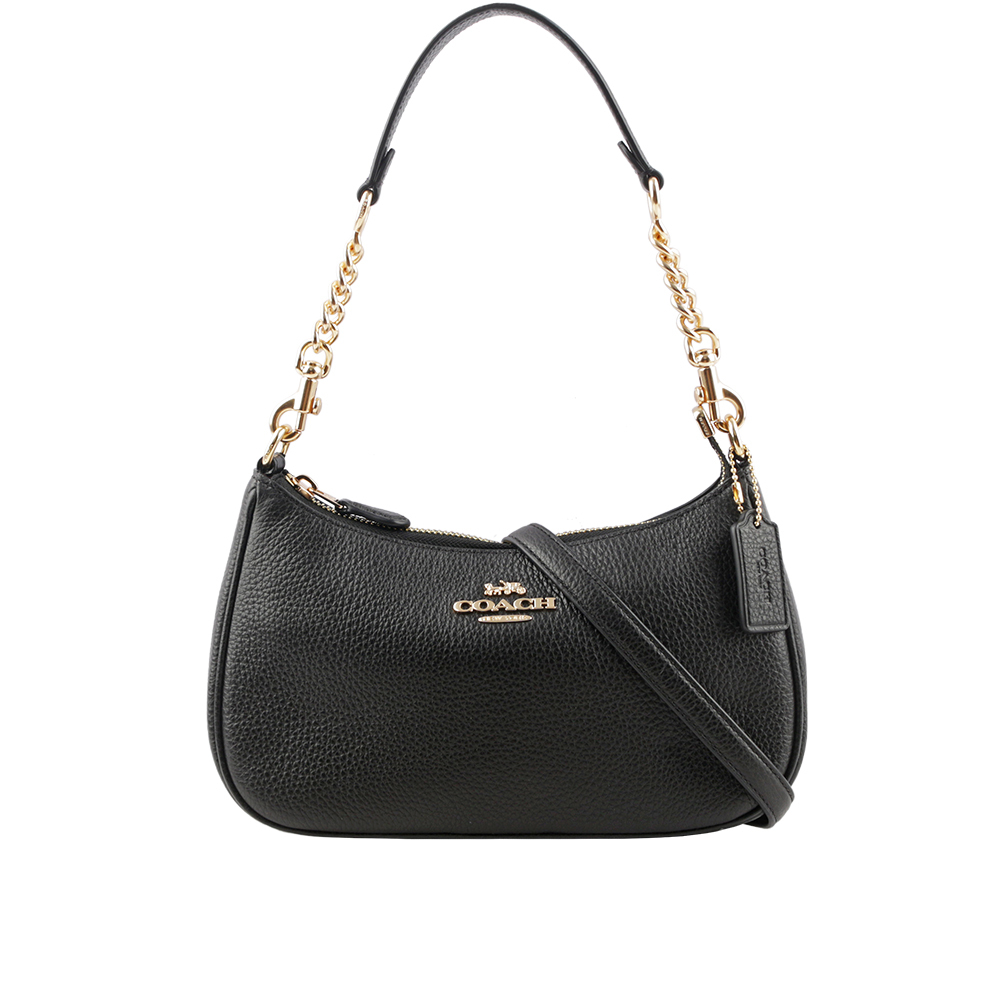 【COACH】Teri 金字素面荔枝皮革二用包(黑色) CA209 IMBLK