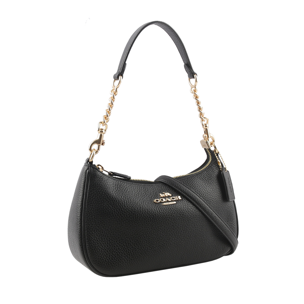 【COACH】Teri 金字素面荔枝皮革二用包(黑色) CA209 IMBLK