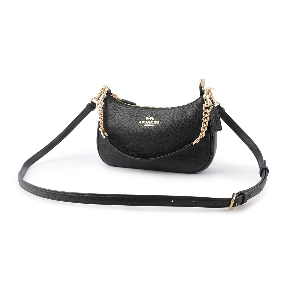 【COACH】Teri 金字素面荔枝皮革二用包(黑色) CA209 IMBLK