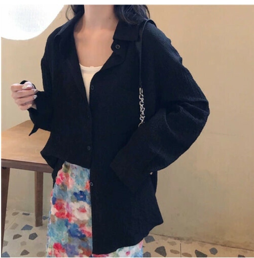 Thin Shirt Jacket Women's Summer Sunscreen Shirt Lining (Black) [Size: M-XL] [Contact Customer Service to Confirm Shipping Size after Placing an Order]
