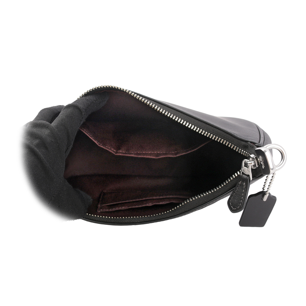 【COACH】Teri 銀釦縫線標誌平滑皮革二用包(黑色) CR099 SVBK