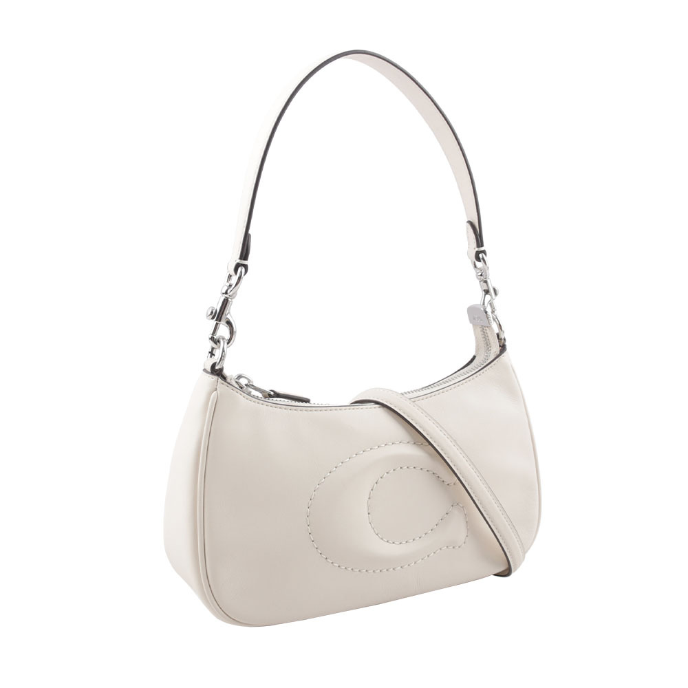 【COACH】Teri 銀釦縫線標誌平滑皮革二用包