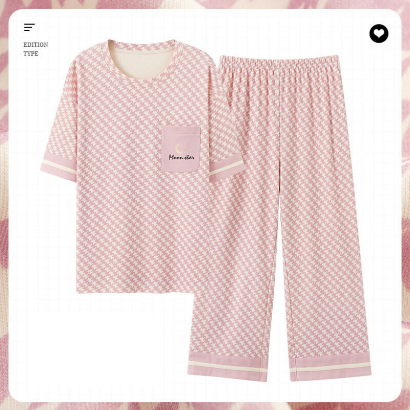 激抵短袖八分褲圓領睡衣套裝【M-XXL碼 AM-25280】【下單后聯絡客服確認發貨尺碼】