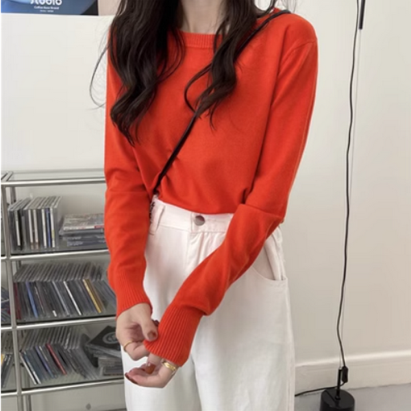 Knitwear Women's Underwear Long Sleeves Loose Slim Gentle Wind (Orange) (Size: One Size)