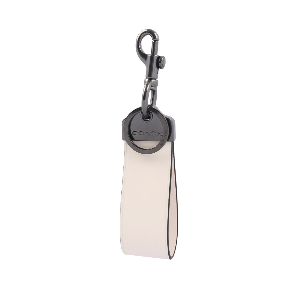 【COACH】Loop 素面小牛皮吊飾/鑰匙圈(白色) CJ752 QBCHK