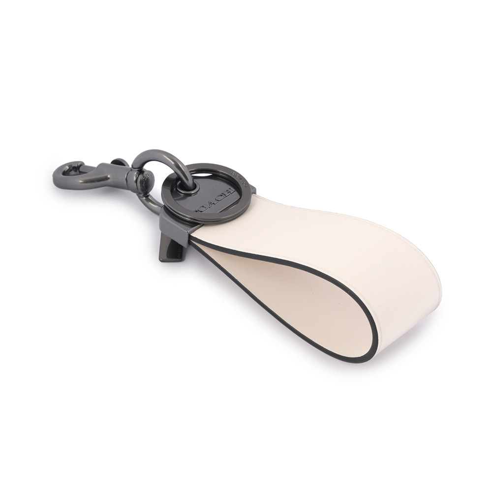 【COACH】Loop 素面小牛皮吊飾/鑰匙圈(白色) CJ752 QBCHK