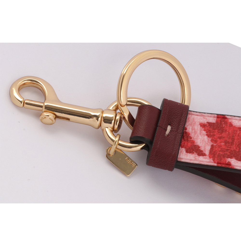 【COACH】Loop 千鳥格塗層帆布吊飾/鑰匙圈(紅色/粉色) CK069 IMVRY