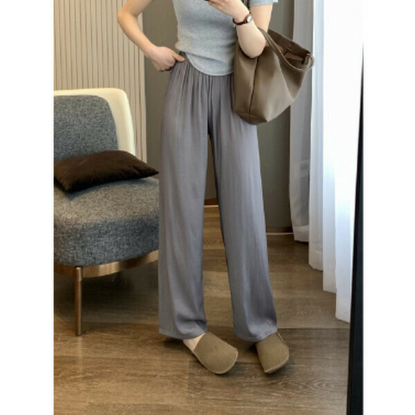 Cool and light drape wide-leg pants in summer [Island Gray] [M-L size] [Contact customer service to confirm size after placing an order]
