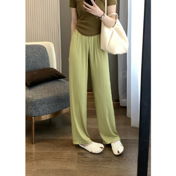 Cool and light drape wide-leg pants in summer [emerald green] [M-L size] [Contact customer service to confirm size after placing an order]