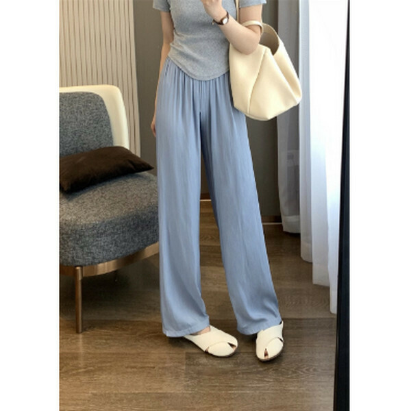 Cool and light drape wide-leg pants in summer [Haze Blue] [M-L size] [Contact customer service to confirm size after placing an order]