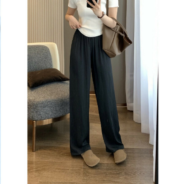Summer Cool Light Drap Wide-leg Pants [Black] [M-L Size] [Contact Customer Service to Confirm Size After Placing an Order]