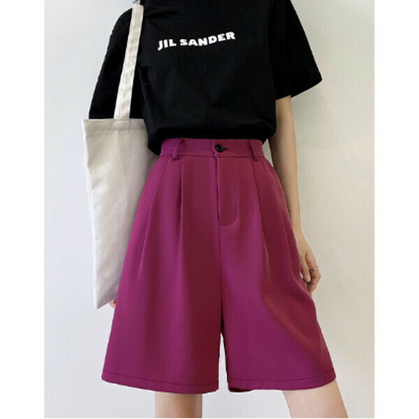 Edging one-button ice silk suit five-point shorts [dragon fruit] [M-2XL size] [contact customer service to confirm size after placing an order]