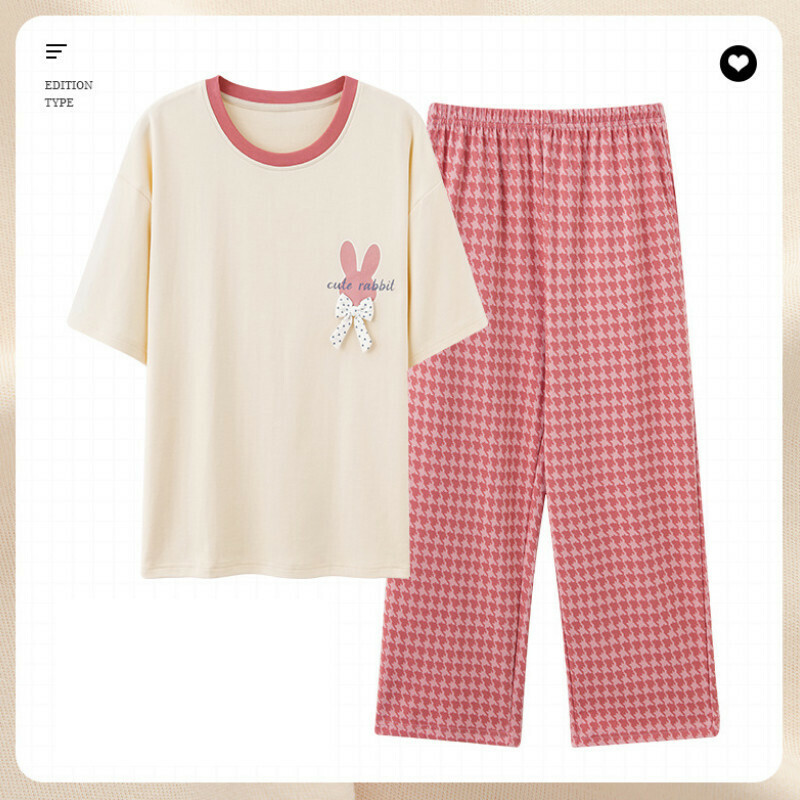激抵短袖八分褲圓領睡衣套裝【M-XXL碼 AM-25286】【下單后聯絡客服確認發貨尺碼】