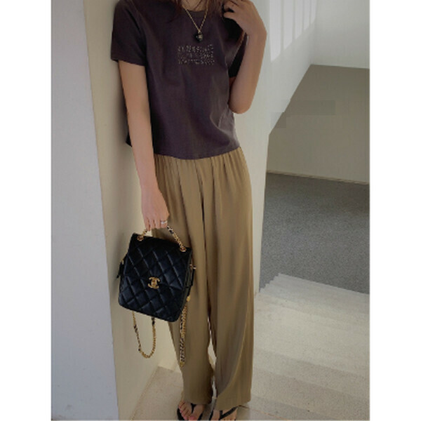 Summer cool and light drape mopping wide-leg pants [Matsumoto Green] [M-L size] [Contact customer service to confirm size after placing an order]